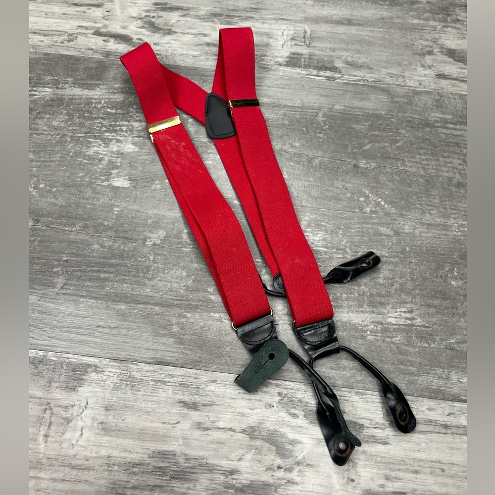 CTM Solid Red Elastic Braces Suspenders
